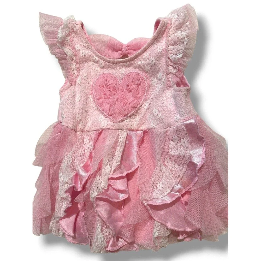 Pink coquette girls Lace one piece outfit